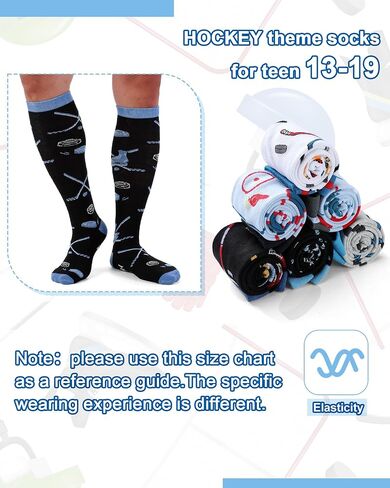 6 Pairs Funny Hockey Knee High Socks for Men Novelty Cotton Athletic Socks Birthday Xmas Holiday Gift for Hockey Lovers in Saudi Arabia