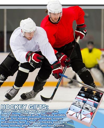6 Pairs Funny Hockey Knee High Socks for Men Novelty Cotton Athletic Socks Birthday Xmas Holiday Gift for Hockey Lovers in Saudi Arabia