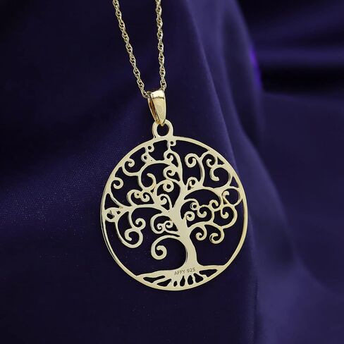 THE JEWEL ZONE Tree of Life Filigree Pendant Necklace 14k Gold Over Sterling Silver in Kuwait