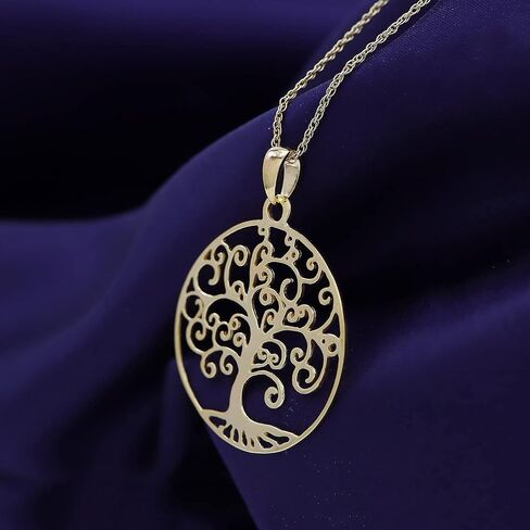 THE JEWEL ZONE Tree of Life Filigree Pendant Necklace 14k Gold Over Sterling Silver in Kuwait