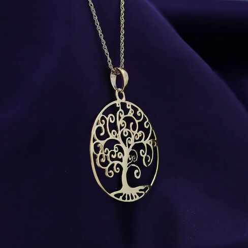 THE JEWEL ZONE Tree of Life Filigree Pendant Necklace 14k Gold Over Sterling Silver in Kuwait