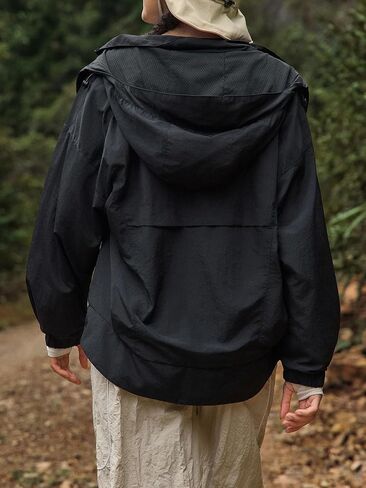 Yousify Womens Waterproof Rain Jackets with Hood Running Cycling Hiking Pullover Lined Rain Coats in Kuwait