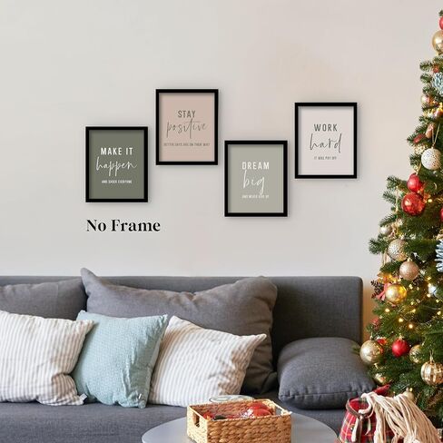 QLMX Office Inspirational Wall Art Prints Set of 4, Boho Motivational Make It Happen Stay Postive Prints Wall Decor for Office, Positive Quotes Poster for Home 8"x10" Unframed in Saudi Arabia