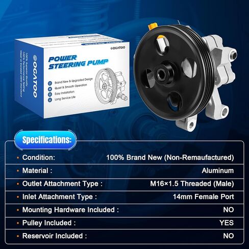 Power Steering Pump with Pulley Fits for Ford Fusion 2010-2012, Edge 2007-2010, Lincoln MKZ 2007-2012, MKX 2007-2010 3.5L Gas Replaces 7H6Z3A696A, 7T4Z3A696A, 8T433A696AA, 20-1401 Power Assist Pump in Saudi Arabia