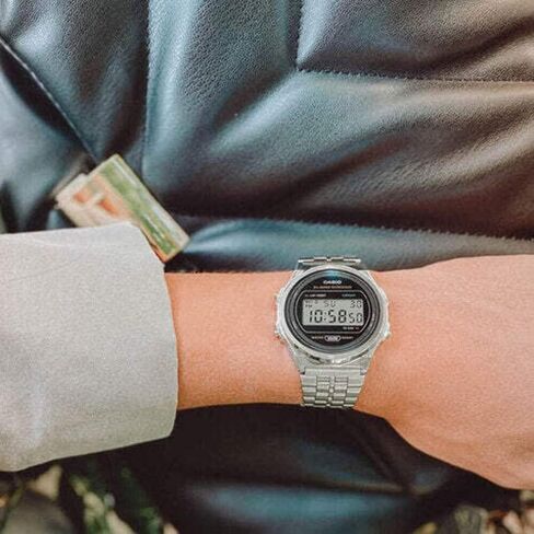 Casio Collection Vintage Unisex Digital Watch with Stainless Steel Strap in Saudi Arabia