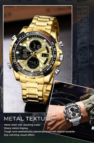 Luxury Stainless Steel Watches for Men Digital Analog Mens Watch with Countdown Alarm Three Time Zone Waterproof Classic Business Wristwatch in Saudi Arabia
