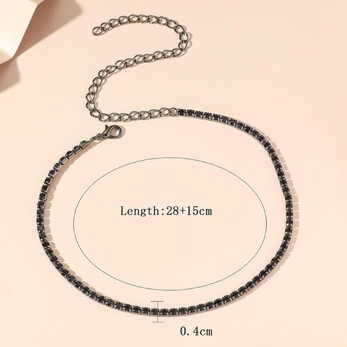 Bethynas Tennis Choker Necklace Gold Silver Plated Full Rhinestone Neck Chain Sparkly Crystal Bridal Wedding Party Neck Jewelry for Women in Saudi Arabia
