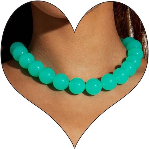 Chunky Acrylic Resin Beaded Necklace for Women Colorful Large Round Choker Adjustable Stack Acrylic Beads Necklace Resin Summer Party Jewelry in Saudi Arabia