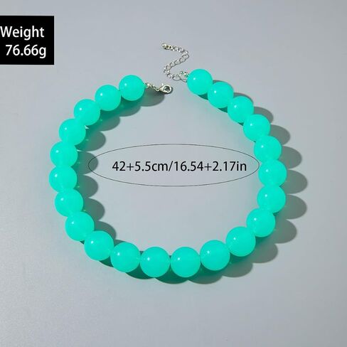 Chunky Acrylic Resin Beaded Necklace for Women Colorful Large Round Choker Adjustable Stack Acrylic Beads Necklace Resin Summer Party Jewelry in Saudi Arabia