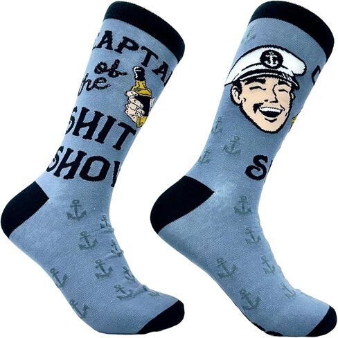 Men's Captain of The Shit Show Socks Funny Crazy Partying Drinking Novelty Footwear in Saudi Arabia