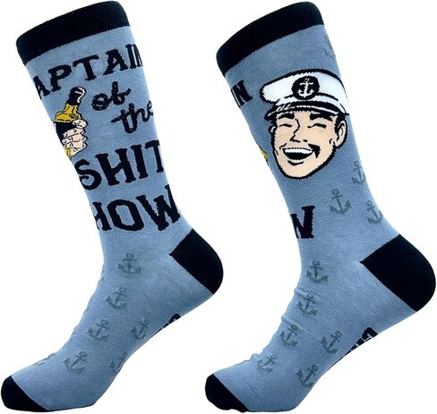 Men's Captain of The Shit Show Socks Funny Crazy Partying Drinking Novelty Footwear in Saudi Arabia