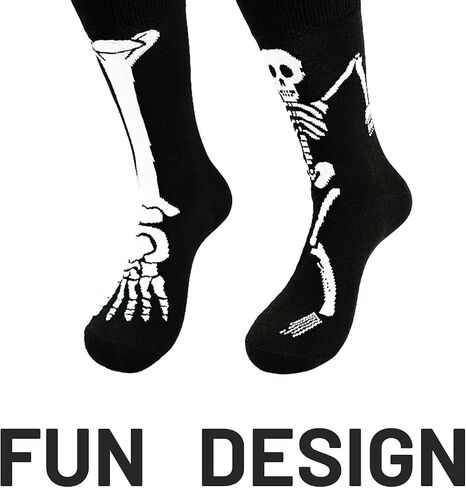 2 Pairs Novelty Skeleton Socks Funny Spooky Cozy Casaul Crew Socks for Men Women in Saudi Arabia