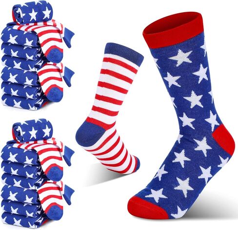 Zhanmai 24 Pairs USA Flag Socks 4th of July Accessories for Men Women Stars Stripes Sock for Patriotic Freedom Memorial Veteran Gifts(Stylish) in Saudi Arabia