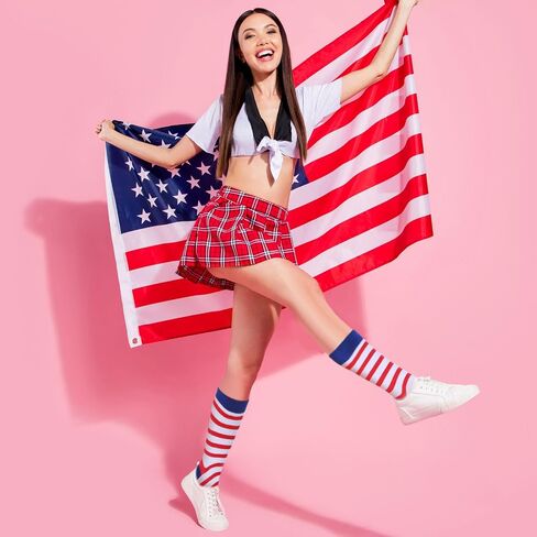 Zhanmai 24 Pairs USA Flag Socks 4th of July Accessories for Men Women Stars Stripes Sock for Patriotic Freedom Memorial Veteran Gifts(Stylish) in Saudi Arabia