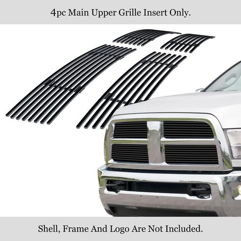 APS Premium Stainless Steel SS Black Billet Grille Grill Insert Compatible with Ram 2500 3500 2010 2011 2012 Main Upper N19-H46866D in Saudi Arabia