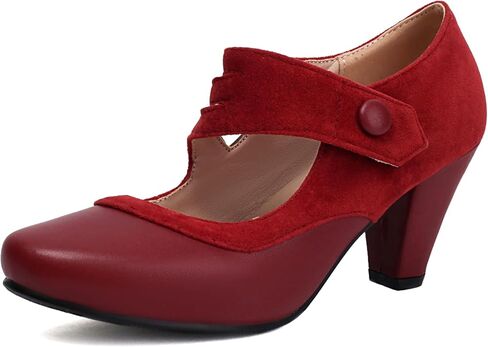 Women's Mary Jane Close Round Toe Vintage Ankle Strap Rockability 1950s Gatsby Heels Retro 1920s Victorian Pumps Shoes in Saudi Arabia