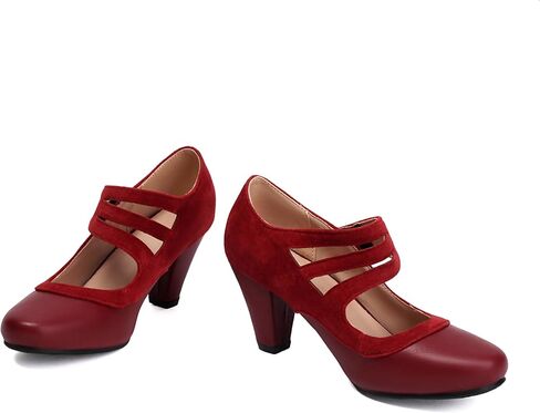 Women's Mary Jane Close Round Toe Vintage Ankle Strap Rockability 1950s Gatsby Heels Retro 1920s Victorian Pumps Shoes in Saudi Arabia