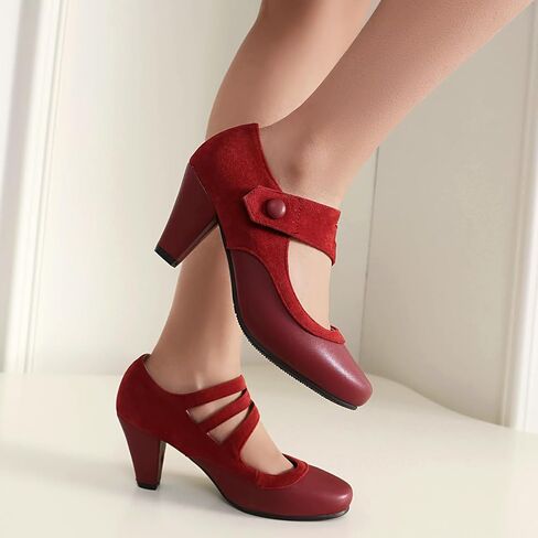 Women's Mary Jane Close Round Toe Vintage Ankle Strap Rockability 1950s Gatsby Heels Retro 1920s Victorian Pumps Shoes in Saudi Arabia