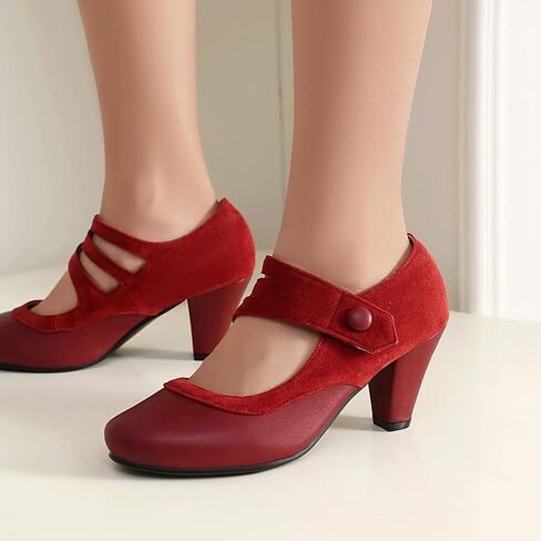 Women's Mary Jane Close Round Toe Vintage Ankle Strap Rockability 1950s Gatsby Heels Retro 1920s Victorian Pumps Shoes in Saudi Arabia
