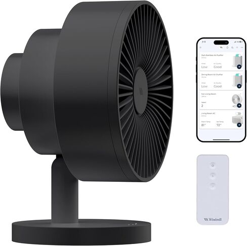 Windmill NEW to Amazon Smart Air Circulator and Fan with Remote and Wi-Fi/App - 18 dB Whisper-Quiet plus Tri-Layer Airflow - Butter Color in Kuwait