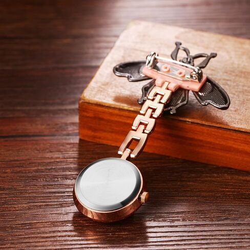 Avaner Nurse Fob Clip-on Watches: Rhinestones Stainless Steel Hanging Brooch Analog Quartz Pocket Watch with Second Hand in Saudi Arabia