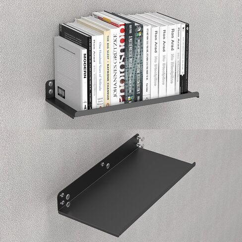 2 Pack Metal Wall Shelves, Black Floating Shelf, 16.9x7.8 Inch Deep Display Shelf, Heavy Duty Wall Mounted Garage Shelving for Bathroom, Bedroom, Living Room, Garage, Kitchen in Saudi Arabia