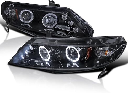 SPEC-D TUNING LED Projector Headlights Black Compatible with 2006-2011 Honda Civic 4 Door Sedan, Left + Right Pair Headlamps Assembly in Saudi Arabia