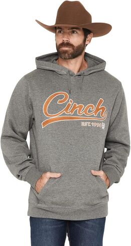 Cinch Men's Grey Logo Essentials Hoodie in Saudi Arabia