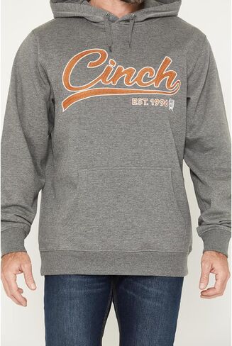 Cinch Men's Grey Logo Essentials Hoodie in Saudi Arabia
