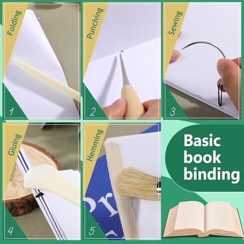 مجموعات تجليد الكتب من JUPEAN، 24 قطعة، مجموعة تجليد الكتب، لوازم تجليد الكتب مع مجلدات العظام، أداة ربط الشريط الشمعي، مجموعة تجليد الكتب للمبتدئين in Kuwait