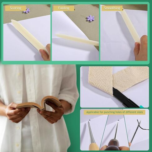 مجموعات تجليد الكتب من JUPEAN، 24 قطعة، مجموعة تجليد الكتب، لوازم تجليد الكتب مع مجلدات العظام، أداة ربط الشريط الشمعي، مجموعة تجليد الكتب للمبتدئين in Kuwait