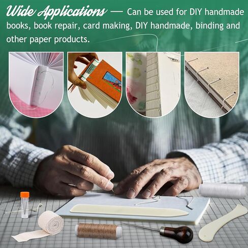 مجموعات تجليد الكتب من JUPEAN، 24 قطعة، مجموعة تجليد الكتب، لوازم تجليد الكتب مع مجلدات العظام، أداة ربط الشريط الشمعي، مجموعة تجليد الكتب للمبتدئين in Kuwait