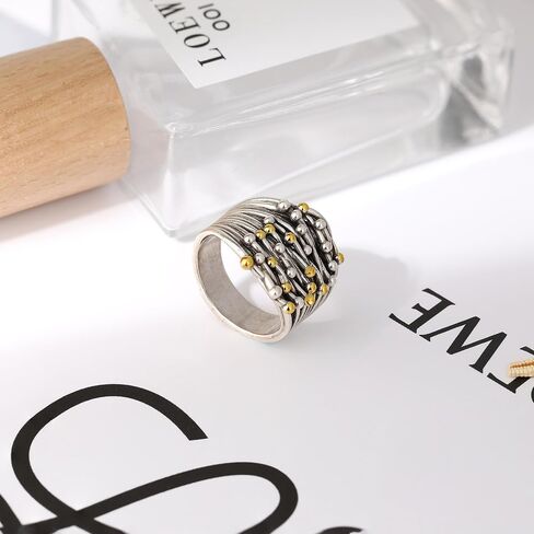 Mytys Gold and Silver Statement Rings for Women - Two Tone Rings Vintage Openwork Silver Band Rings Cocktail Jewelry in Saudi Arabia