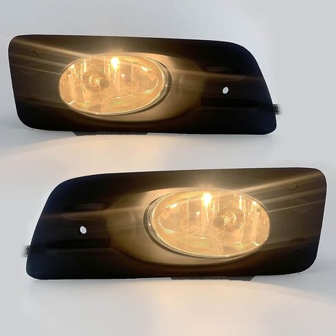 Fog Lights Assembly Replacement for 2003-2007 Honda Accord 4 Door Sedan, 1 Pair Front Bumper Driving Fog Lamps with Halogen Bulbs & Switch and Wiring Kit (Clear Lens) in Saudi Arabia