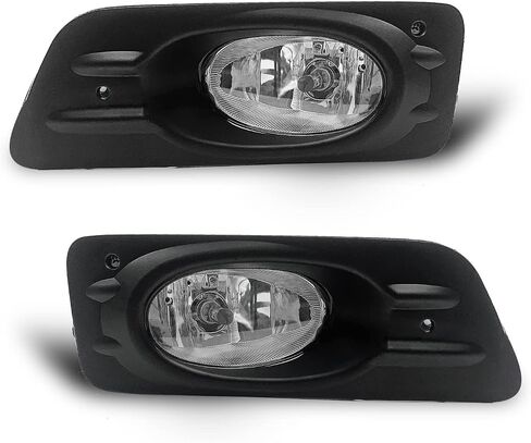 Fog Lights Assembly Replacement for 2003-2007 Honda Accord 4 Door Sedan, 1 Pair Front Bumper Driving Fog Lamps with Halogen Bulbs & Switch and Wiring Kit (Clear Lens) in Saudi Arabia