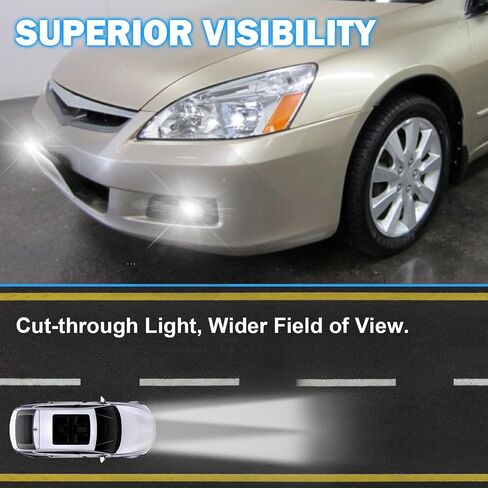 Fog Lights Assembly Replacement for 2003-2007 Honda Accord 4 Door Sedan, 1 Pair Front Bumper Driving Fog Lamps with Halogen Bulbs & Switch and Wiring Kit (Clear Lens) in Saudi Arabia