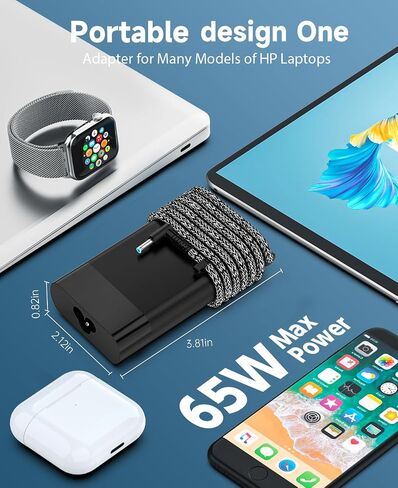USB C Chromebook Chargers, for Hp Laptop Charger Slim 65W 45Watt, Hp Chromebook X360 Spectre Elitebook Elite x2 Envy ProBook Travel Type C Chargers -Power Cord Included in Kuwait