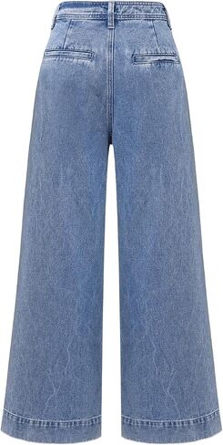 Women's High Waist Straight Jeans Pearl Loose Wide Leg 2025 Casual Blue Denim Pants for Women in Saudi Arabia