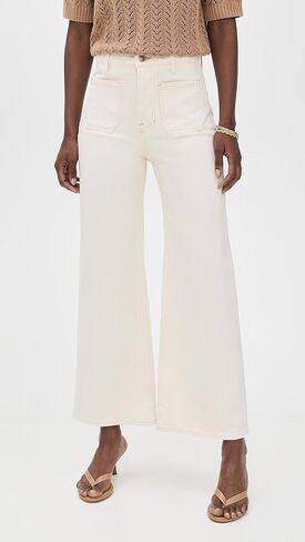Veronica Beard Jean Women's Grant High Rise Wide Leg Crop Jeans, Ecru, Off White, 26 in Saudi Arabia