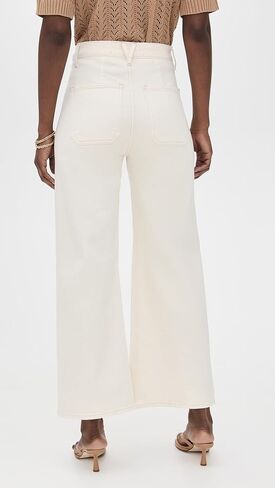 Veronica Beard Jean Women's Grant High Rise Wide Leg Crop Jeans, Ecru, Off White, 26 in Saudi Arabia