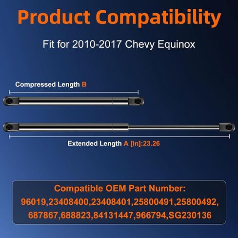 الكمية (2) دعم رفع بديل لبوابة رفع السيارة لسيارة Chevy Equinox 2010-2017 فتحة خلفية للباب الخلفي بدون طاقة، دعامة صدمات صندوق السيارة استبدال OE# 25800491، 3B-966794، SG230136 in Saudi Arabia