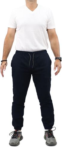 Mens Pull-On Twill Joggers with Elastic Waistband and Drawstring in Saudi Arabia