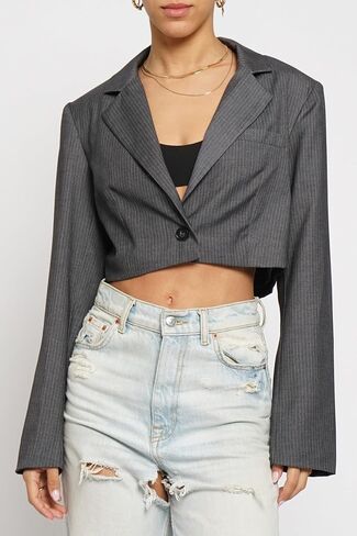 SANS SOUCI Pinstripe Cropped Blazer GSJ1036 in Saudi Arabia