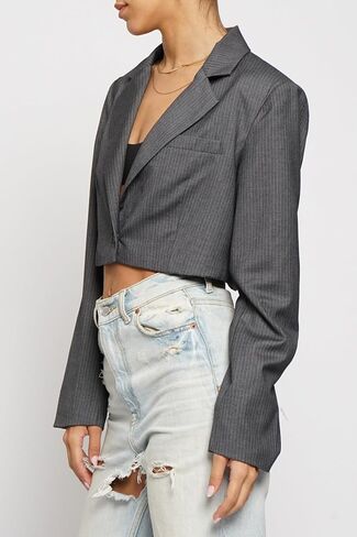 SANS SOUCI Pinstripe Cropped Blazer GSJ1036 in Saudi Arabia