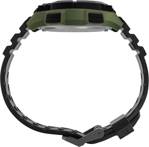 ساعة Timex للرجال Ironman Shock Endure مقاس 42 ملم - حزام أسود ومينا رقمية وحقيبة خضراء in Saudi Arabia
