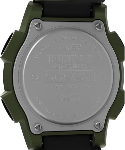 ساعة Timex للرجال Ironman Shock Endure مقاس 42 ملم - حزام أسود ومينا رقمية وحقيبة خضراء in Saudi Arabia