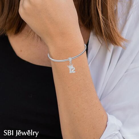 Sparkling Crown Dangle 12 13 15 16 18 21 30 40 50 60 70 Birthday Number Charms Compatible with Pandora Bracelets Charms for Women in Saudi Arabia