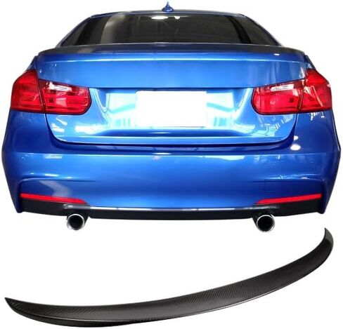 Trunk Spoiler Compatible with 2012-2018 BMW 3-Series F30 Sedan, Factory Style Real Carbon Fiber(CF) Black Rear Deck Lip Wing by IKON MOTORSPORTS, 2013 2014 2015 2016 in Saudi Arabia