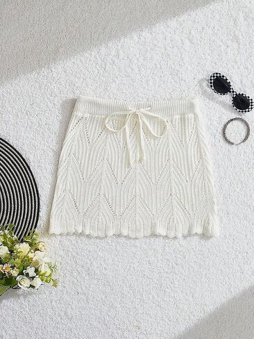 Women's Crochet Mini Skirt Beach Swim Skirt Cover Up Knit Bikini Swimsuit Bathing Suit Coverup in Saudi Arabia