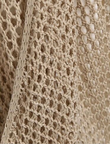 ZAFUL Women's Swimsuit Cover Up Crochet Sheer Knit Side Slit Maxi Beach Skirt Sarong (0-Khaki, X-Large) in Saudi Arabia
